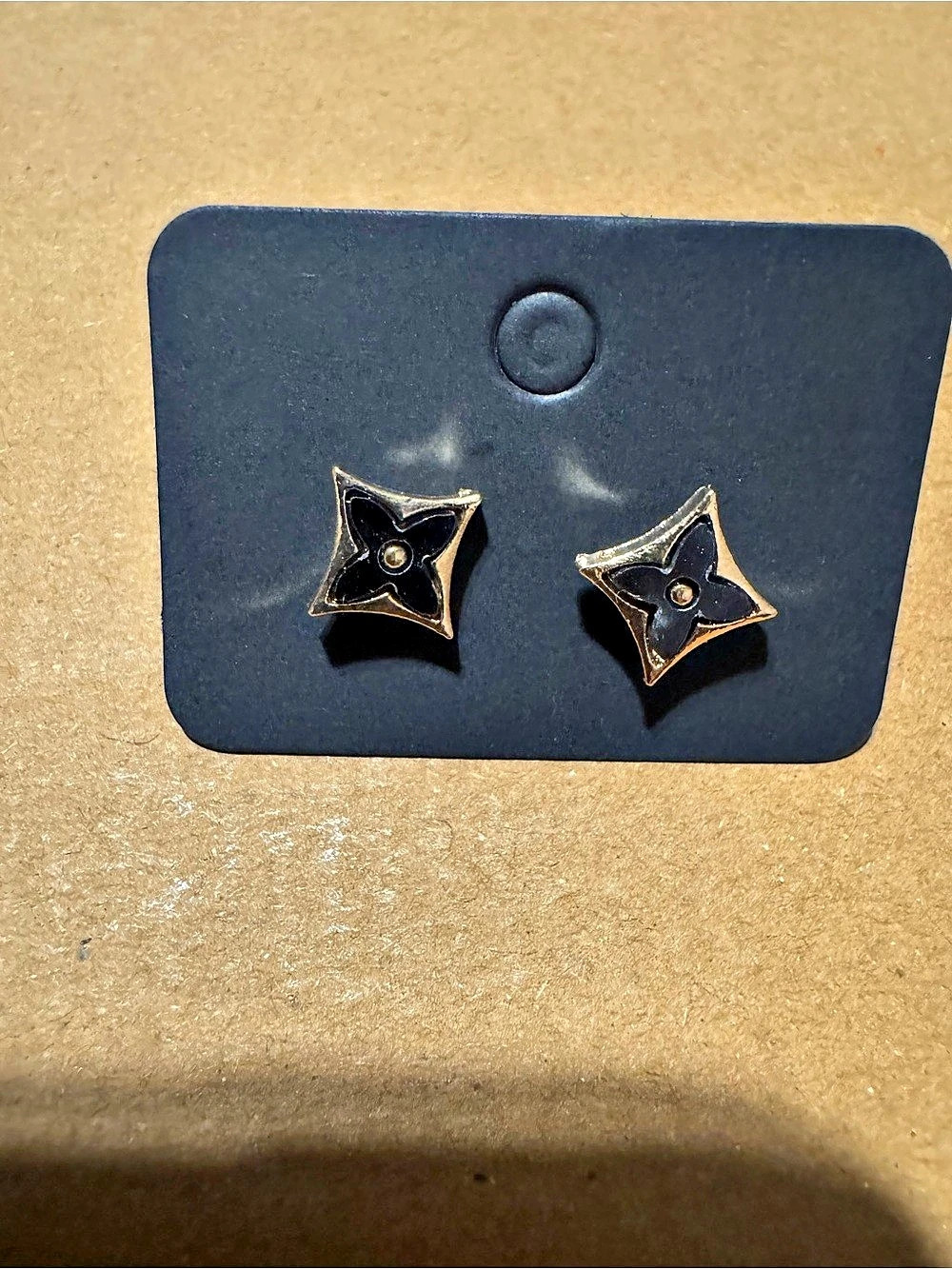 Black & Gold Stud Earrings New